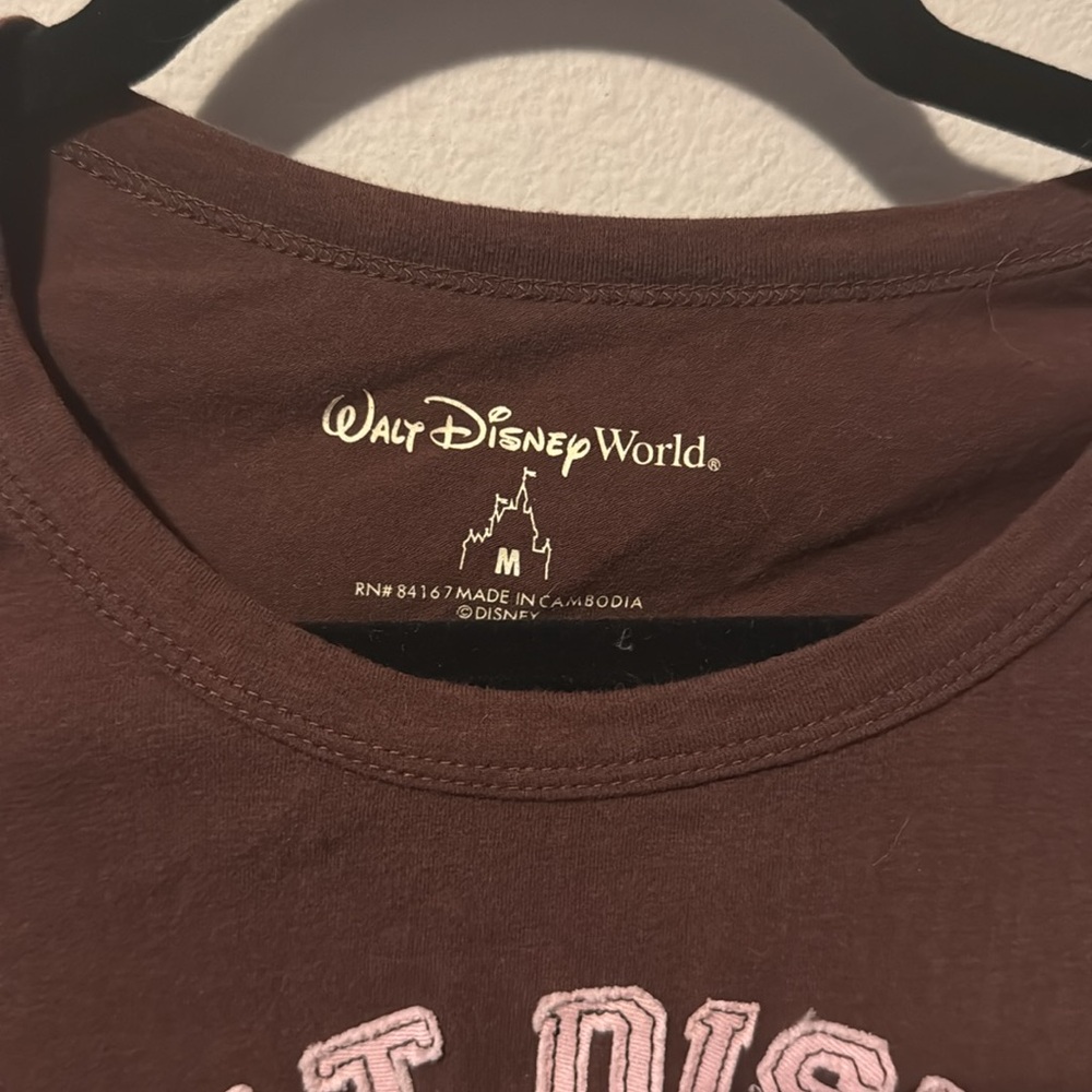 Walt Disney World Brown Short Sleeve Shirt Glitter Mickey Mouse Womens Medium - Picture 4 of 8